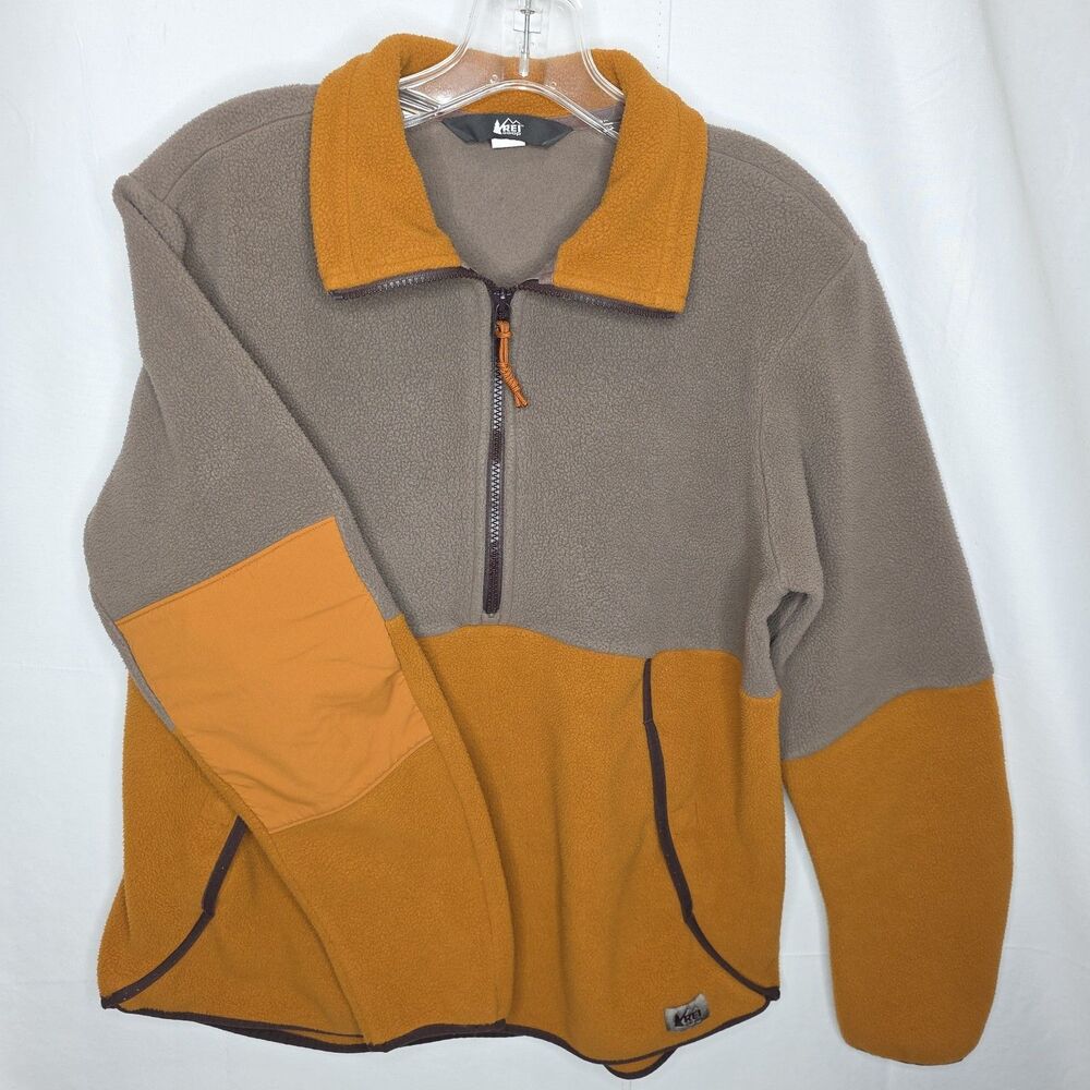 Rei Co-op 1/2 Zip Pullover Sweatshirt Men's Large Gray Orange Two Tone